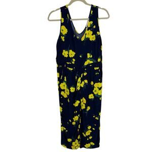 Warehouse fashion Sleeveless Floral Dress US size 10 Blue Yellow Pockets